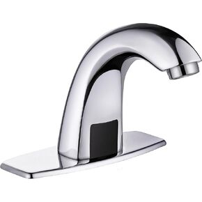 Touchless Bathroom Sink Faucet Automatic Motion Sensor Hands Free Faucet with Hole Cover Plate and Temperature Mixer, Commercial Solid Brass Faucet, AC/DC Powered, 1 Hole or 3 Hole (Chrome)
