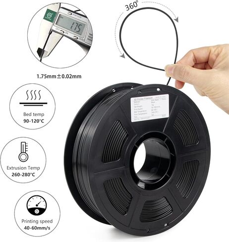 Carbon Fiber Polycarbonate Filament 1.75mm, UV/Heat Resistance PC-CF 3D Printer Filament, Carbon Fiber PC Filament for High-Temperature Technical Parts, 1kg(2.2lbs) Spool in Kuwait