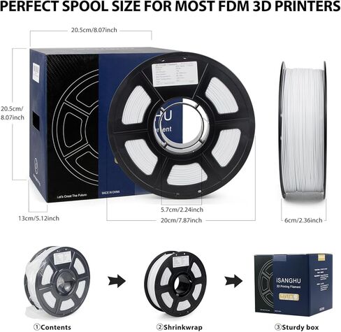 Carbon Fiber Polycarbonate Filament 1.75mm, UV/Heat Resistance PC-CF 3D Printer Filament, Carbon Fiber PC Filament for High-Temperature Technical Parts, 1kg(2.2lbs) Spool in Kuwait