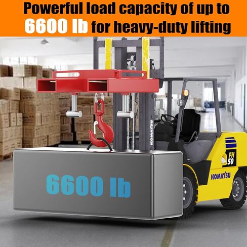 خطاف رفع الرافعة الشوكية، رافعة شوكية بقدرة 4400 رطل، رافعة شوكية حمراء متحركة مع خطاف دوار ومسمارين كبيرين على شكل حرف T، رافعة رفع شوكية بخطاف، مرفق رفع الشوكة in Kuwait