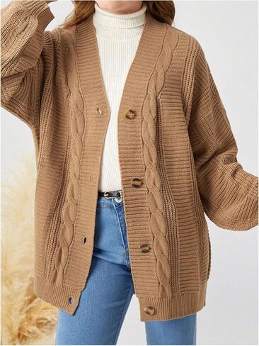 SweatyRocks Girl's Long Sleeve Cardigan Sweaters Open Front Knit Oversized Cute Outerwear Coat in Saudi Arabia