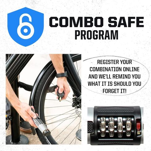 قفل كريبتونيت على شكل حرف U، تكبل من الفولاذ الكربوني المقوى 12 مم، مجموعة قابلة لإعادة الضبط مكونة من 4 أرقام، أسود in Kuwait