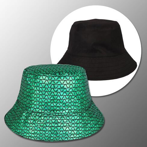Manfnee Rave Bucket Hat for Men Women Waterproof Rain Hat Wide Brim Bucket Hat Metallic Party Hats in Saudi Arabia
