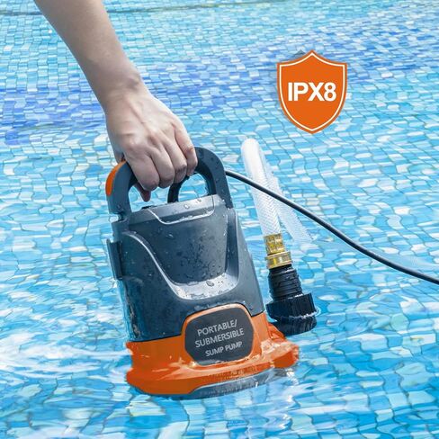 Sump Pump Submersible Water Pump Electric 1/2HP for Portable Transfer Water Pump Sump Pumps Utility Pump with 8 Accessories for Pool Draining Basement in Saudi Arabia