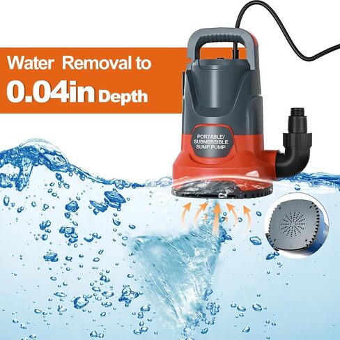 Sump Pump Submersible Water Pump Electric 1/2HP for Portable Transfer Water Pump Sump Pumps Utility Pump with 8 Accessories for Pool Draining Basement in Saudi Arabia
