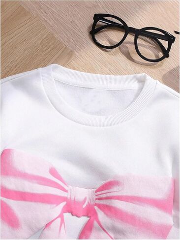 SweatyRocks Girl's Cute Bow Sweatshirt Crew Neck Long Sleeve Loose Pullover Tops in Saudi Arabia