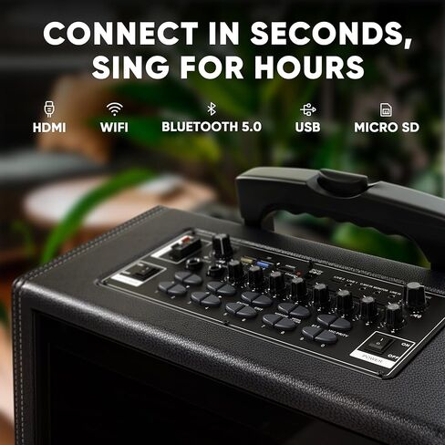 آلة كاريوكي احترافية من MASINGO مع شاشة عرض كلمات + 2 ميكروفونات لاسلكية، مكبر صوت PA محمول يعمل بالبلوتوث مع جهاز لوحي مدمج مقاس 15 بوصة وواي فاي - أفضل هدية للبالغين والأطفال - موديل X8 2021 in Kuwait