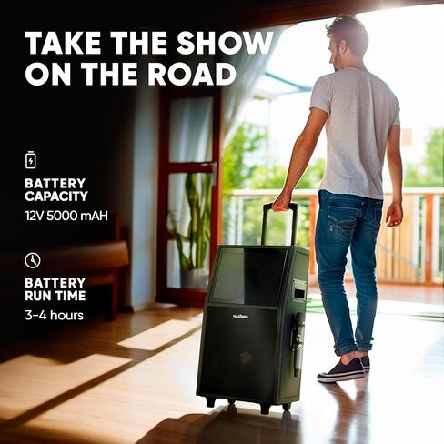 آلة كاريوكي احترافية من MASINGO مع شاشة عرض كلمات + 2 ميكروفونات لاسلكية، مكبر صوت PA محمول يعمل بالبلوتوث مع جهاز لوحي مدمج مقاس 15 بوصة وواي فاي - أفضل هدية للبالغين والأطفال - موديل X8 2021 in Kuwait