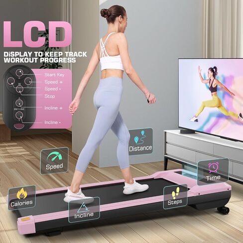 مرساة من لوحة المشي مع الميل 9 ٪ للسيارات ، 4 في 1 تحت جهاز المشي مكتب مع التحكم عن بعد ، حلقة مفرغة المشي 2.5HP للمكتب المنزلي ، شاشة LCD/300 رطل سعة الوزن/8 منحدرات قابلة للتعديل in Kuwait