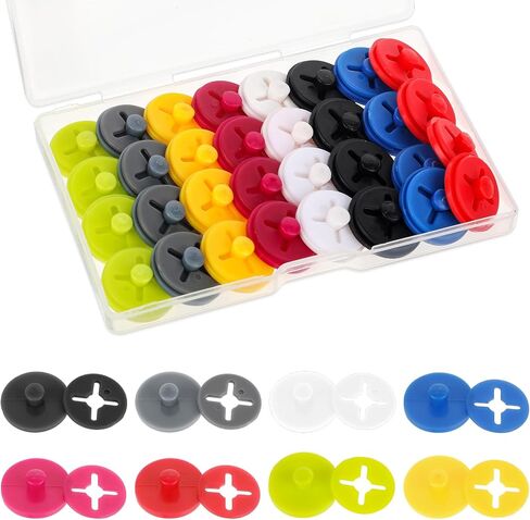 تشغيل مقاطع المريلة ، 32pcs تشغيل مسيرة زر بوكلي رقم السباق مقاطع التثبيت نظام Race Bib Running Bib Board Fixing Clip for Runners Marathon Cycling Track Events Mivones Events Actosities in Kuwait