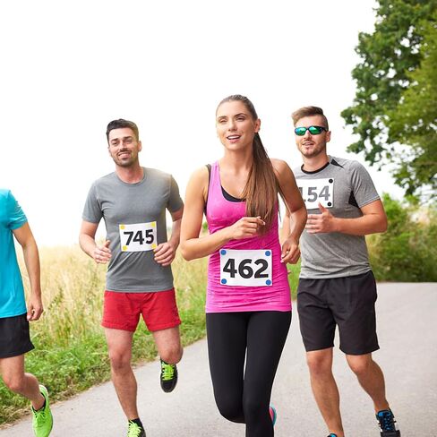 تشغيل مقاطع المريلة ، 32pcs تشغيل مسيرة زر بوكلي رقم السباق مقاطع التثبيت نظام Race Bib Running Bib Board Fixing Clip for Runners Marathon Cycling Track Events Mivones Events Actosities in Kuwait