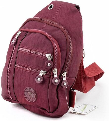 Mini Crossbody Sling Bag, Chest Bag with Multiple Pockets, Water Resistant Fanny Pack, Running Phone Holder for Men Women Workout Travelling (Maroon) in Kuwait