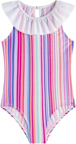 Lizens Girls 'One Piece Trime Trim Swimboy Rainbow Swimsioot للأطفال in Saudi Arabia