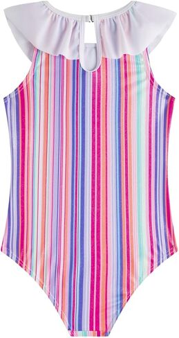 Lizens Girls 'One Piece Trime Trim Swimboy Rainbow Swimsioot للأطفال in Saudi Arabia