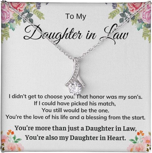 Daughter in Law Necklace Gift From Mother in Law To My Daughter in Law Honor Pendant Jewelry with Message Card and Led Box. Surprise Gift for Daughter in Law. Daughter in Law Gift Necklace in Saudi Arabia
