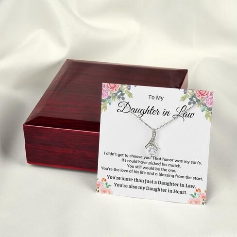 Daughter in Law Necklace Gift From Mother in Law To My Daughter in Law Honor Pendant Jewelry with Message Card and Led Box. Surprise Gift for Daughter in Law. Daughter in Law Gift Necklace in Saudi Arabia