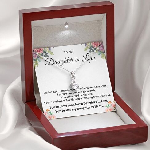 Daughter in Law Necklace Gift From Mother in Law To My Daughter in Law Honor Pendant Jewelry with Message Card and Led Box. Surprise Gift for Daughter in Law. Daughter in Law Gift Necklace in Saudi Arabia