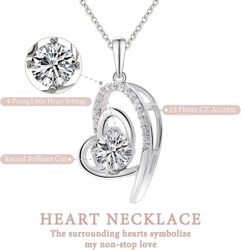 Heart Necklace Infinity Necklace Dainty 925 Sterling Silver Necklace Sparkling Cubic Zirconia Necklace Pendant Valentines Day Birthday Gift for Wife in Saudi Arabia