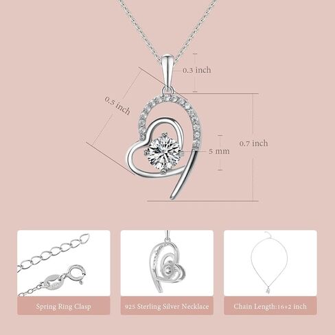 Heart Necklace Infinity Necklace Dainty 925 Sterling Silver Necklace Sparkling Cubic Zirconia Necklace Pendant Valentines Day Birthday Gift for Wife in Saudi Arabia