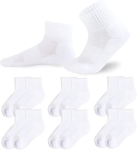 Kids Athletic Socks Cushioned Ankle Socks 6 Pack Breathable Mesh Cotton Sports Socks for Youth Boys Girls in Saudi Arabia