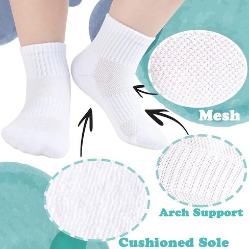 Kids Athletic Socks Cushioned Ankle Socks 6 Pack Breathable Mesh Cotton Sports Socks for Youth Boys Girls in Saudi Arabia