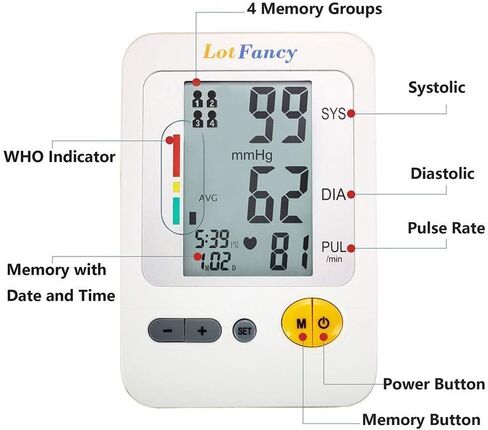 مراقبة ضغط الدم في Lotfancy ، أدوات الذراع العلوي الأوتوماتيكي BP Cuff 8.7-14.2 "، مقياس BP الرقمي الدقيق ، مقياس نبضات القلب المزدوج ، 4 مستخدم ، 120 ذاكرة قراءات ، شاشة LCD كبيرة in Kuwait