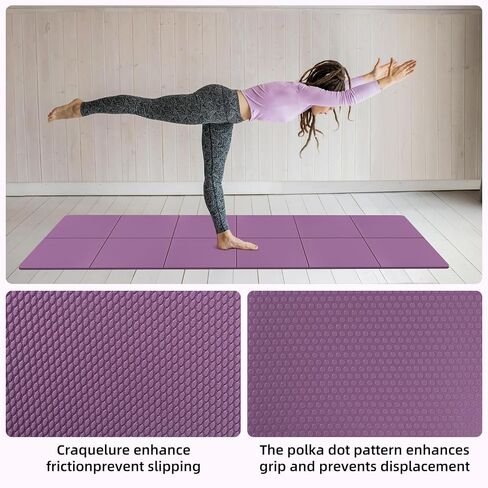 حصيرة اليوغا القابلة للطي QCBF للسفر ، بسمك 6-8 مم ، مع حقيبة تخزين ، حصيرة Pilates الرياضية TPE ، 72 × 24 × 0.24 بوصة in Saudi Arabia