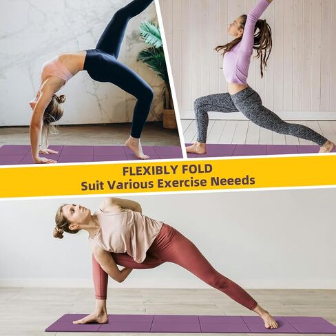 حصيرة اليوغا القابلة للطي QCBF للسفر ، بسمك 6-8 مم ، مع حقيبة تخزين ، حصيرة Pilates الرياضية TPE ، 72 × 24 × 0.24 بوصة in Saudi Arabia