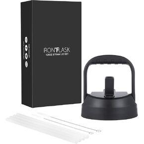 IRON °FLASK Straw Lid for One Gallon Jug, 128 Oz, Hydro Insulated Sports Modern Water Bottles, Simple BPA Free, 4 Straws, 2 Cleaning Brushes
