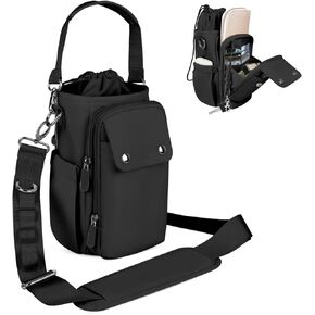 Water Bottle Holder with Strap 24 32 40oz Crossbody Insulated Water Bottle Carrier Sling Bag with Adjustable Wide Strap and Phone Purse 5 Pockets for Walking Hiking Gym Travel