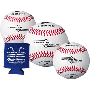 CHAMPRO CBB-90 Durahide Cover Baseballs - 36 Balls and one Rods Can Sleeve Included