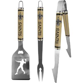 Siskiyou Sports NFL New Orleans Saints 3 pc Steel BBQ Tool Set, One Size, Team Colors
