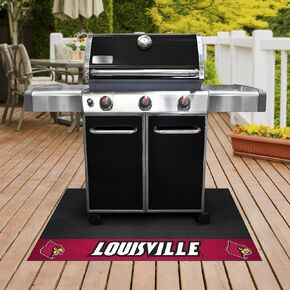 FANMATS 12123 Louisville Cardinals Vinyl Grill Mat - 26in. x 42in. - Deck Patio Protective Mat | Oil, flame, and UV resistant