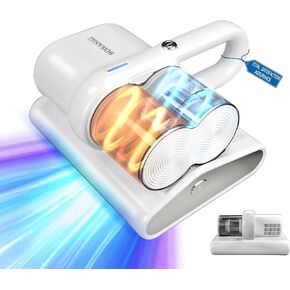 Mattress Vacuum Cleaner, 30000 RPM/Min Dual Brushroll,16 kPa Powerful Suction, UV-C Light, Anti-allergen Handheld Bed Vacuum Cleaner,HEPA Filter,Deep Clean Dust and Pet Hair,130℉ Hot Air