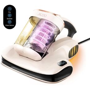 JIGOO S100 Mattress Vacuum Cleaner UV Sanitizing, Anti-allergen Bed Cleaner with 12Kpa Suction, Handheld Vacuums for Dust & Pet Hair, Effectively Clean Up Bed, Pillows, Cloth Sofas, Carpets