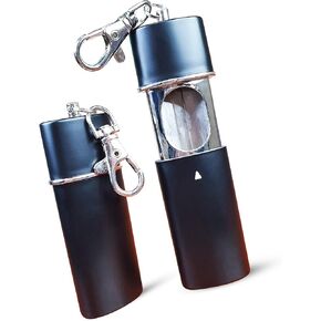 Ashtrays for Cigarettes Portable Pocket Ashtray - Pack of 2 Premium Fireproof ABS Metal Smell Proof Cool Travel Ashtray with Keychain Outdoor Butt Disposal Tube Cute Fancy Ash Tray Black
