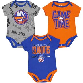 Outerstuff New York Islanders 3-Pack Game Time Team Logo Newborn/Infant Baby Bodysuit Onesie