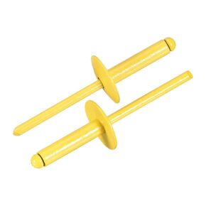 uxcell 80Pcs 3/16" x3/4" Aluminum Blind Rivets, Aluminum Grip and Steel Mandrel, Large Flange Fastener Rivets for Metal, Furniture, Automotive, Yellow