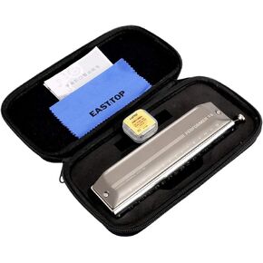 East top Upgrade Chromatic Harmonica 16 Hole 64 Tone Key of C, Aluminum Comb Chromatic Mouth Organ Harmonica For Adults, Students and harmonica lovers