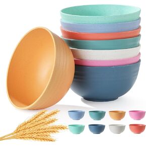 8PCS Cereal Bowl, Ohola Unbreakable Wheat Straw Cereal Bowls, Microwave & Dishwasher Safe Kitchen Bowls for Cereal, Snack, Soup, Salad and Rice, MultiColors, BPA Free, 26oz (Ser of 8)