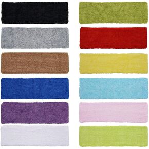 INNOLIFE 12 Pack Thin Mixed Colors Gym Workout Unisex Yoga Soft Cotton Stretchy Headbands Sweatbands Sports Indoor Outdoor Yoga Dance Exercise Fitness Headbands