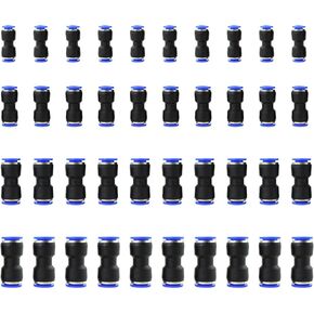 Maxmoral 40PCS Black Push on Connectors Push in Connection Fitting Quick Release Pneumatic Connector Air Line Connector Connecting Air Hose Fitting 1/4 Inch 5/16 Inch 3/8 Inch 1/2 Inch