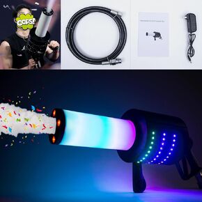Handheld CO2 Jet Confetti Machine LED CO2 Cannon Blaster Smoke Machine With RGB Lights Carbon Dioxide Gas Column Gun Stage Effect Equipment Tube 3m Hose for Nightclub Wedding Party DJ Halloween