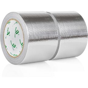 BOMEI PACK Adhesive Aluminum Foil Heat Shield Tape Barrier 3in x 66ft, Fiberglass Thermal Insulation Reflective Material High Temp Protection 2 Pack