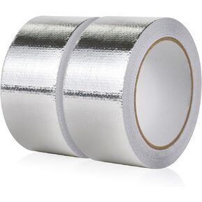 BOMEI PACK Adhesive Aluminum Foil Heat Shield Tape Barrier 2in x 66ft, Fiberglass Thermal Insulation Reflective Material High Temp Protection 2 Pack