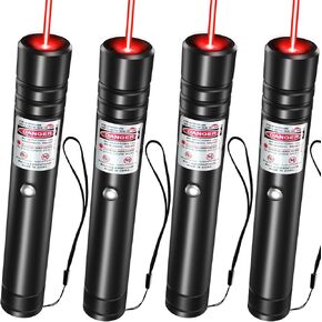 [4 Packs] Rechargeable Red Beam Flashlight Long Distance Range for TV/LED/LCD Screens Tactical Flashlights Presentation Office/Outdoors/Astronomic/Construction [001]