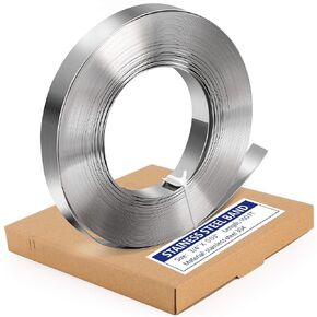 Stainless Steel Strapping Band Coil - 3/4'' x .03'' x 100' Steel Strapping Roll, Portable Strong 304 Stainless Steel Cable Tie for Heavy Loads, Rounded and Smooth Band Edges