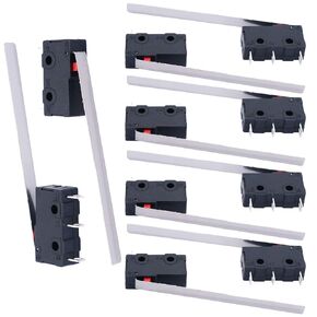 Twidec/10Pcs Mini Micro Limit Switch 5A 125 250V AC SPDT 1NO 1NC Long Hinge Semi-Circular Arc Bending Lever Arm Switch Snap Action Button Type 3 Pins KW11-3Z05