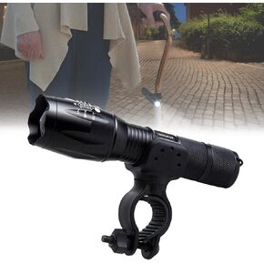 Cane Holder & LED Flashlight Sets for Drive Rollator, Walker, Wheelchair - Universal Crutches Stick Bracket Attachment Accessories