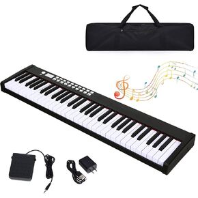 Keyboard Piano, 61-Key Digital Piano with Semi-weighted Keys for Beginners, Portable Electric Piano Supports MIDI/USB and Wireless Connection, with Built-in Stereo Speakers (Black)